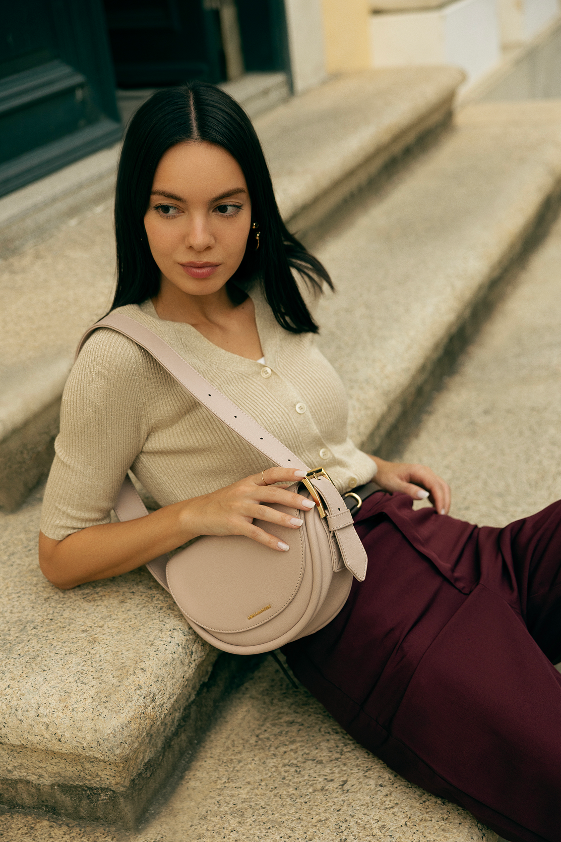 Sabine Crescent Crossbody Bag - Transcendent Pink