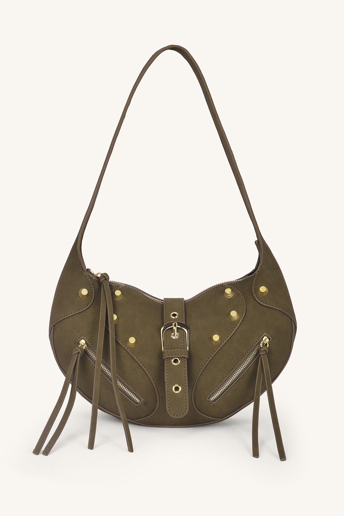 Ravenne Studded Shoulder Bag - Moss