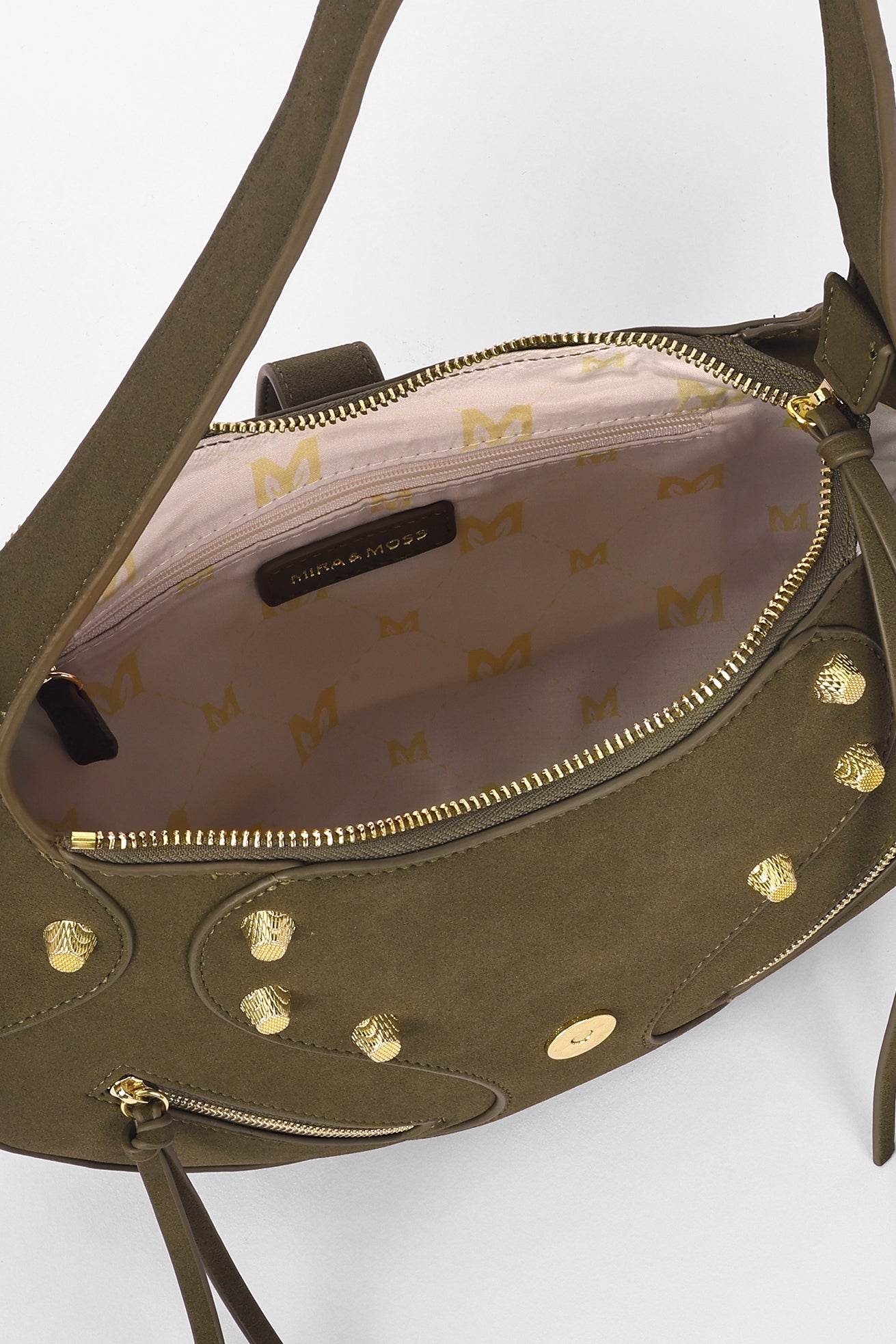 Ravenne Studded Shoulder Bag - Moss